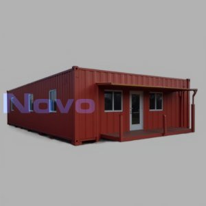 МД-56 - одноэтажное модульное здание с плоской крышей из трёх блок-контейнеров с внешней отделкой из оцинкованного профлиста C8 