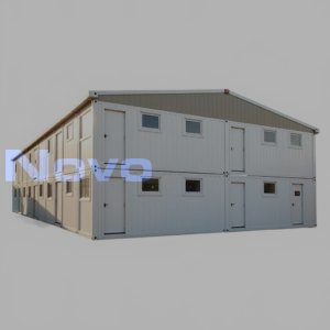 БМ-30 СП - двухэтажное модульное здание с двускатной крышей из 24 блок-контейнеров &laquo;Сэндвич&raquo; 
