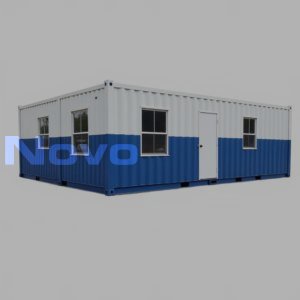 МД-62 - одноэтажное модульное здание с плоской крышей из двух блок-контейнеров с отделкой оцинкованным профлистом C8 
